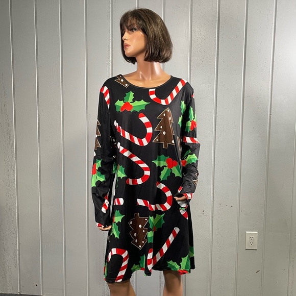 * For G & PL Women's Holiday Candy Cane Pattern Long Sleeve Tunic Dress Sz… - Picture 11 of 11